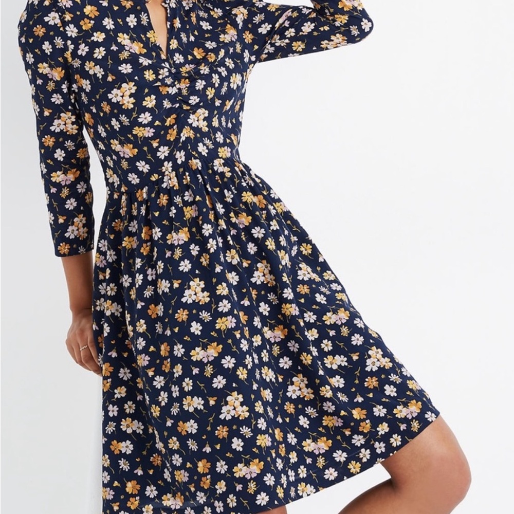 Madewell Orange and White Long Sleeve Sundress